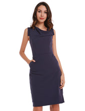 Ruched Simple Elegant Basic Black Women Work Office Dress With Pocket Lined Sleeveless Business Dress 2016 Quality Dress New