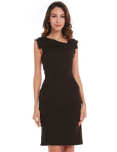 Ruched Simple Elegant Basic Black Women Work Office Dress With Pocket Lined Sleeveless Business Dress 2016 Quality Dress New