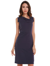 Ruched Simple Elegant Basic Black Women Work Office Dress With Pocket Lined Sleeveless Business Dress 2016 Quality Dress New