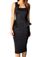 Ruffle High Waist Women Bodycon Dress Formal Office Work Dress Tank Elegant Midi Back Zipper Summer Clothes For Women 2016 New