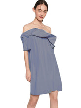 Ruffle Off shoulder Denim Solid Short Sleeve Dress Summer Loose Casual Mini Blue Dresses 2016 New Women Fashion Sexy Lady Dress
