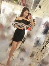 Ruffle Strappy Cold Shoulder Elegant Bodycon Dress Mini Korean Fashion Women Dresses Casual New Arrivals 2016