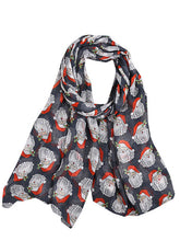 Santa Claus Print Black Scarf 2016 New Fashion Women Scarf Black Red Blue New Arrival Fashion Scarf