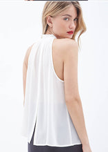 See Through Front Tie Up Bowknot Sleeveless Sheer Sleeveless Sexy Summer Casual Blouse Lady Office Work To Wear 2016 Chiffon