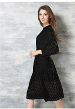 See Through Lace Floral Pattern Embroidery Lining Women Casual Elegant Summer Dress With Belt Wear To Work 2017 Ladies Office