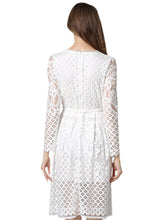 See Through Lace Floral Pattern Embroidery Lining Women Casual Elegant Summer Dress With Belt Wear To Work 2017 Ladies Office