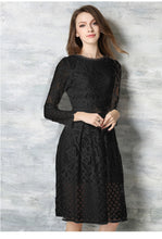 See Through Lace Floral Pattern Embroidery Lining Women Casual Elegant Summer Dress With Belt Wear To Work 2017 Ladies Office