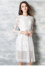 See Through Lace Floral Pattern Embroidery Lining Women Casual Elegant Summer Dress With Belt Wear To Work 2017 Ladies Office