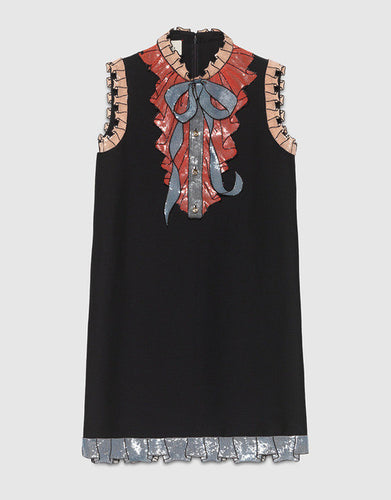Sequined Colorful Print Bow Summer Casual Women Dress Fashion 2017 Plus Sizes Clothing Girl High Quality Fashion New Dress