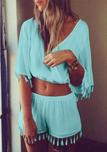 Sexy 2 Piece Set Women Jumpsuits Cropped Women Clothing Tassel Mint Green Summer Overalls Women Plus Size Vestidos Femininos