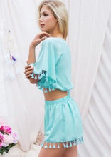 Sexy 2 Piece Set Women Jumpsuits Cropped Women Clothing Tassel Mint Green Summer Overalls Women Plus Size Vestidos Femininos