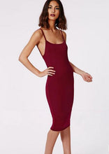 Sexy Backless Back Deep V Halter Strap Bodycon Dress Open Back Spaghetti Strap Club Midi Pencil Dress 2016 Fashion Women New