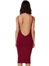 Sexy Backless Back Deep V Halter Strap Bodycon Dress Open Back Spaghetti Strap Club Midi Pencil Dress 2016 Fashion Women New