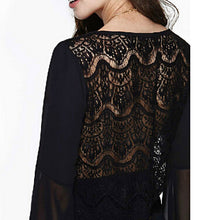 Sexy Black Women Blouse Lace Chiffon Blouse Long Sleeve Shirt Women Blouses Tops See Through Back Blusa Renda Camisas 2015