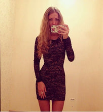 Sexy Bodycon Women Dress Lace Mini Winter Dress Black Dress Long Sleeves Club Club Dresses Vestidos Roupas Femininas 2015