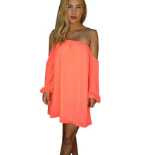 Sexy Chiffon Dress Slash Neck Pink Loose Casual Dresses Vestidos Knee-Length Summer Style Women Summer Dress 2015 Vestido