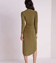 Sexy Formal Winter Dress V Neck Long Sleeve Stretch Women Dress Together Tunic Club Dresses High Low Women Clothing Robe Vestido