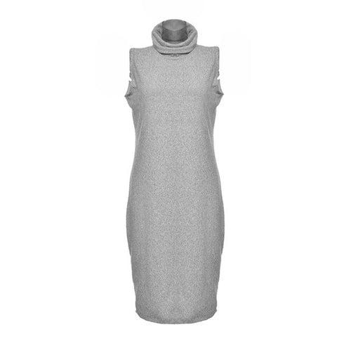 Sexy Knitted Women Dress Cotton Sleeveless Turtleneck Stretch Autumn Summer Dress Red Gray Bodycon Dress Club Casual Dresses