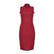 Sexy Knitted Women Dress Cotton Sleeveless Turtleneck Stretch Autumn Summer Dress Red Gray Bodycon Dress Club Casual Dresses