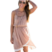 Sexy Lace Back Summer Dress Women Dress Casual Women Clothing Sleeveless Chiffon Dresses Vestido Vestidos Robe With lining