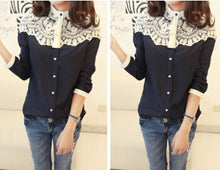 Sexy Lace Shirt Women Blouses Casual Chiffon Blouse Long Sleeve Blusa Roupas Camisas Blusas Femininas 2015 Women Tops Clothing