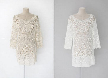 Sexy Lace Summer Dress 2015 Crochet Women Dress 2015 Vestido De Renda Vestidos Femininos (Without belt) Beach Dresses