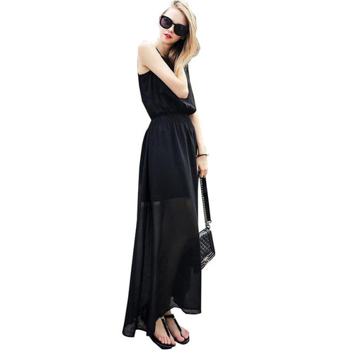 Sexy Long Summer Dress 2015 Women Dress V Neck Maxi Beach Dresses Summer Styles Little Black Dress Vestido Vestidos
