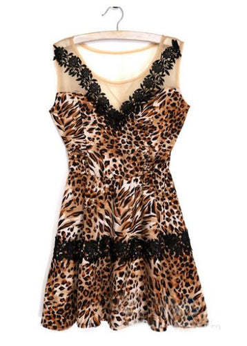 Sexy Mesh Summer Dress Leopard Women Dresses V Neck Casual Dress Women Vestido Vestidos Femininos 2015 Roupas Femininas