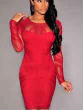 Sexy Mesh Transparnt Sheer Black Lace Dress Hollow Out Long Sleeve Mini Dress 2016 Clubwear Geometric Bodycon Bandage Club Dress