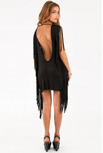 Sexy Mini Dress Tassel Backless Little Black Dress Casual Women Summer Dress 2017 Cotton Dresses Vestido Summer Style Vestidos