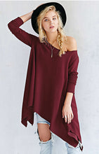 Sexy Red Blouse Irregular Skirt Slash Neck Solid Ruched Tops Loose Full Sleeve Drape Top Strapless Club Black Autumn Blouse