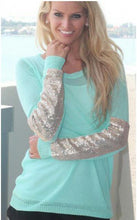 Sexy Silver Sequin Women Tops Long Sleeve Blouse See Through Red White Blouse Party Green Black Shirt Causal Plus Size Fashion