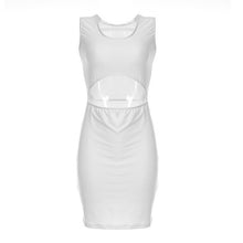 Sexy Slit Women Dress Summer Mini Bodycon Dress Slim Fit U Collar Sleeveless White Dresses Women Clothing Vestido Clubwear
