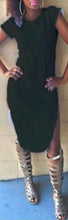 Sexy Split Autumn Fashion O Neck T Shirt Dress Stretch Black Casual White Loose Dress for Women Knee Length