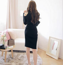 Sexy Split Winter Hollow Out Women Dress Off Shoulder Long Sleeve Black Formal Office Bodycon Dress Ladies Dress Turtleneck