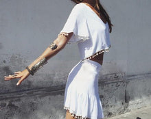 Sexy Summer Dress Tassel Women Dress Club White Dresses Plus Size Women Clothing Vestido Vestidos Robe Two Piece Dress Style