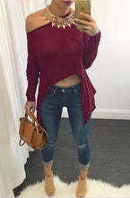 Sexy Top Off Shoulder Wine Red Transparent Women Blouses Long Sleeve Shirt Women Midriff Bearing Ladies Fashion