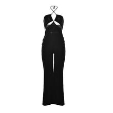 Sexy V Neck Rompers Womens Jumpsuit Elegant Black Long Jumpsuit Summer Halter Neck Bodysuit Hollow Out Red Overalls Playsuit
