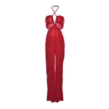 Sexy V Neck Rompers Womens Jumpsuit Elegant Black Long Jumpsuit Summer Halter Neck Bodysuit Hollow Out Red Overalls Playsuit