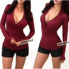 Sexy V Neck Women Blouses Tops Red Black Green Blouse Autumn Wrap Blouse Plus Size Fashion Shirt Ladies Workout Tops