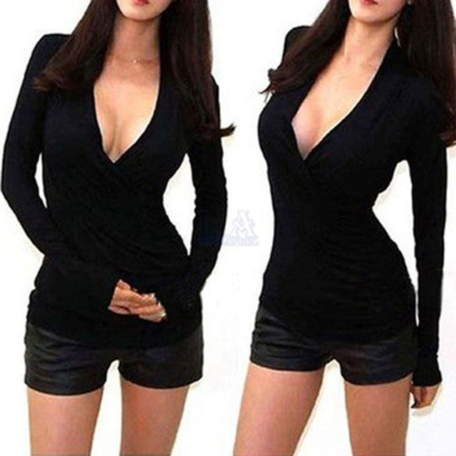 Sexy V Neck Women Blouses Tops Red Black Green Blouse Autumn Wrap Blouse Plus Size Fashion Shirt Ladies Workout Tops