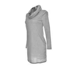 Sexy Women Hoodies Turtle Neck Stretch Dress Causal Rock Ladies Fashion Autumn Dress Cotton Gray Mini Dresses With Long Sleeves