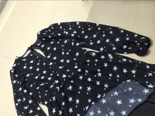Sheer Chiffon See Through Star Print Black Sexy Long Sleeve Dress Plunge Mini Short Women Beach Wear Summer Beach Dress