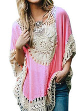Sheer Floral Pattern Crochet Boho Women Loose Blouse Summer Oversized Bohemian Shirt Hollou Big Size Knit 2016 Casual Fashion
