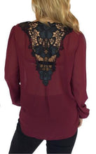 Sheer High Low Wrap V Neck Loose Blouse Back Lace Hollow Out Flower Floral Pattern Long Sleeve Summer Spring Summer 2017 Women