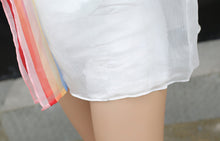 Sheer See Through Rainbow Pattern Loose Oversized Big Size Chiffon Blouse Shirt 2016 New Arrival Lady Top Summer Fashion Women