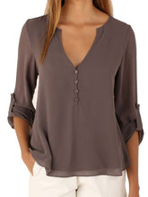 Sheer V Neck Top Button High Low Shirt Blouse Loose Sheer Chiffon Casual Summer Casual Shirt Women Elegant Office Wear Tops 2016