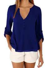 Sheer V Neck Top Button High Low Shirt Blouse Loose Sheer Chiffon Casual Summer Casual Shirt Women Elegant Office Wear Tops 2016