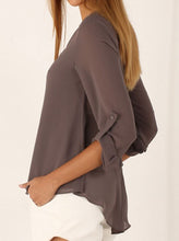 Sheer V Neck Top Button High Low Shirt Blouse Loose Sheer Chiffon Casual Summer Casual Shirt Women Elegant Office Wear Tops 2016