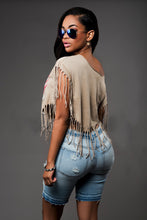 Short Sleeve Pactcwork Ireegular One Shoulder Tassel Print Blouse Short Top Summer Sexy For Women 2017 Blouse New Fashion Tops